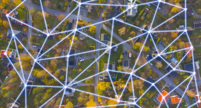 Image of data web on top of neighborhood